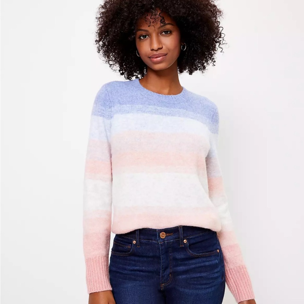 LOFT Pretty Ombré Striped Sweater